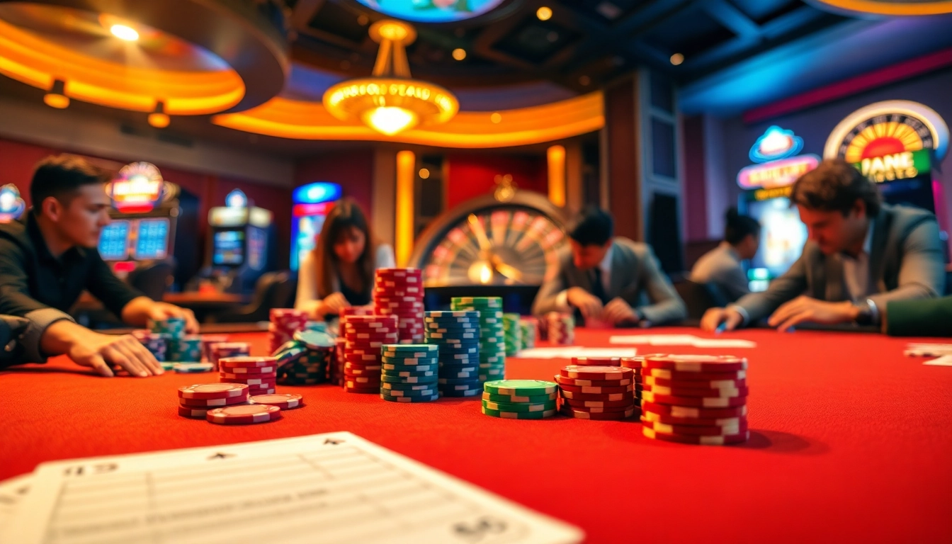 Experience the thrill of winning at tt88 poker tables with vibrant chips and intense players.